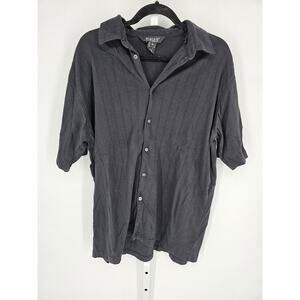 Vintage Slates Men's Black Button Down Short Sleeve Casual Shirt Size L